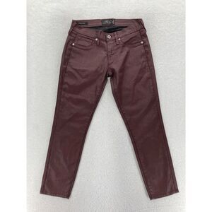 Joe's Jeans Charlie Skinny Crop Women's 6/28 Red Wax Coated Denim Low Rise Pants